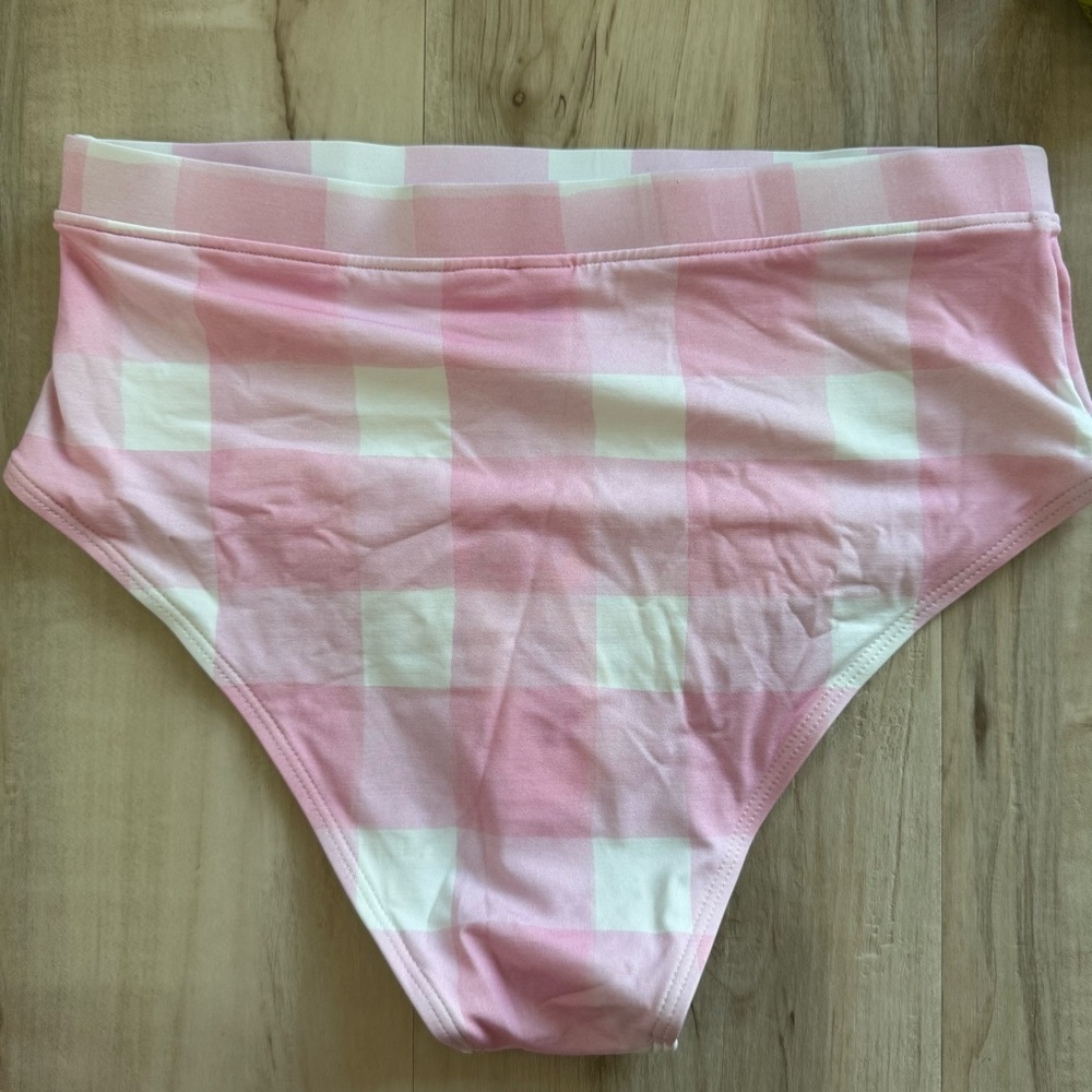Solid & Striped Nwt Lilo Bikini Bottom Painted Gingham Cloud Pink High Waist — image 3 of 3